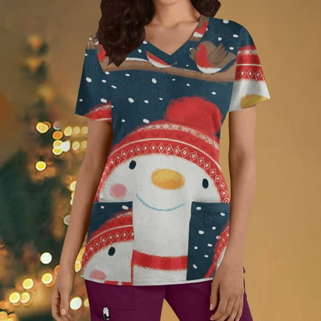 TMOYZQ Christmas Scrubs for Women Casual Xmas Print Professional Scrubs Tops Short Sleeve V Neck Nursing Workwear Tunic Working Uniform Medical Blouse with Pockets
TMOYZQ Christmas Scrubs for Women Casual Xmas Print Professional Scrubs Tops Short Sleeve V Neck Nursing Workwear Tunic Working Uniform Medical Blouse with Pockets