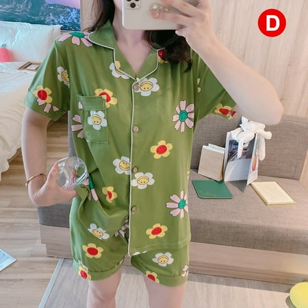 Girl s Lapel Sleepwear Two Piece Pajama Set Cute Loose Sweet Cartoon Print Home Service Suit(D M)
Girl s Lapel Sleepwear Two Piece Pajama Set Cute Loose Sweet Cartoon Print Home Service Suit(D M)