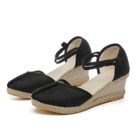 Cathalem Womens Beach Sandals Fashion Women Summer Weave Wedges Breathable Elastic Band Casual Comfort Wedge Sandals for Women Black 7
Cathalem Womens Beach Sandals Fashion Women Summer Weave Wedges Breathable Elastic Band Casual Comfort Wedge Sandals for Women Black 7