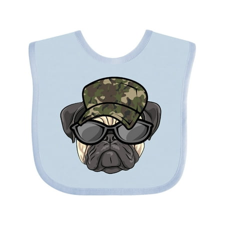 Inktastic Pug Dog Funny Camo Military Hat Gift Baby Boy or Baby Girl Bib