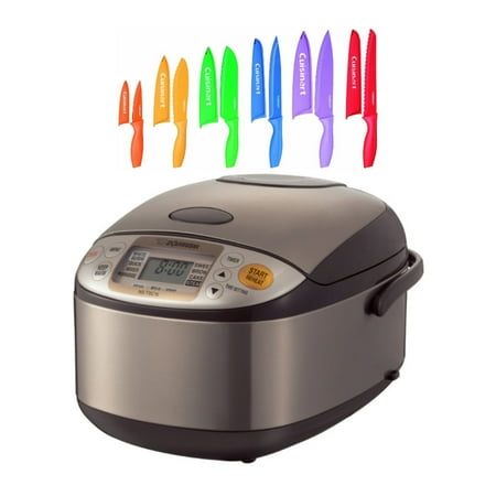 Zojirushi 5.5-Cup Micom Rice Cooker and Warmer Stainless Brown) with Knife Set