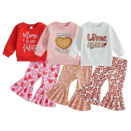 Ma&Baby Kids Girls Valentine s Day Outfits Long Sleeve Sweatshirts Tops Heart Print Flare Pants Set
Ma&Baby Kids Girls Valentine s Day Outfits Long Sleeve Sweatshirts Tops Heart Print Flare Pants Set