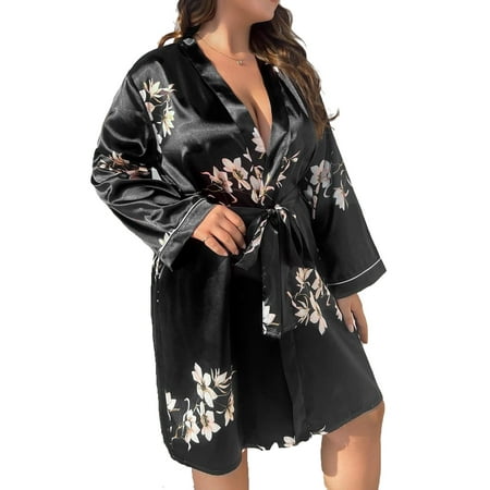 Elegant Floral Print Deep V Neck Robes Long Sleeve Black Plus Size Robes & Robe Sets (Women s Plus)
Elegant Floral Print Deep V Neck Robes Long Sleeve Black Plus Size Robes & Robe Sets (Women s Plus)