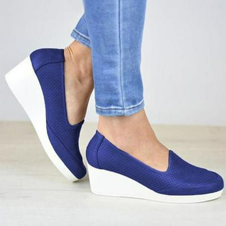 Qepwscx Fashion Women Platform Casual Wedge Heel Flat Large Size Hollow Single Shoes