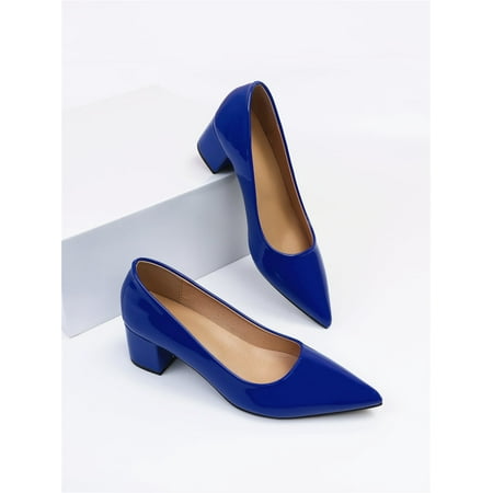 Embossed Chunky Heeled Court Pumps Women‘s Footwear