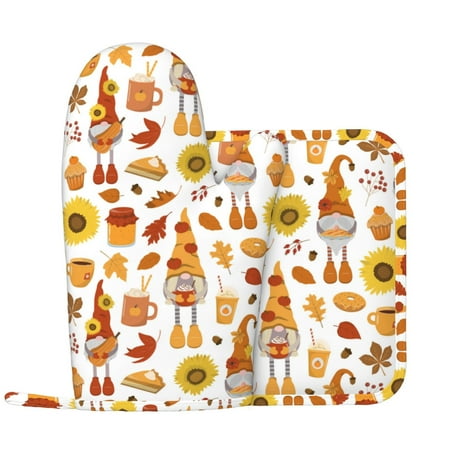 Gnomes Autumn Harvest Oven Mitts and Pot Holders Sets with 1 Non-Slip Left Silicone Oven Mitts and 1 Heatproof Insulated Hot Pads for Kitchen Use in Cooking Baking Grilling
Gnomes Autumn Harvest Oven Mitts and Pot Holders Sets with 1 Non-Slip Left Silicone Oven Mitts and 1 Heatproof Insulated Hot Pads for Kitchen Use in Cooking Baking Grilling