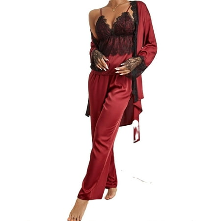 Colorblock Contrast Lace Robe Sets Spaghetti Strap Long Sleeve Sleepwear Elegant Women s Pajama Sets
Colorblock Contrast Lace Robe Sets Spaghetti Strap Long Sleeve Sleepwear Elegant Women s Pajama Sets