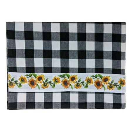 SUNFLOWER Black Check Table Runner 13 x 36 by The Country House