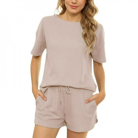 Final Clear Out! 2pcs Women Ribbed Tops And Shorts Sleepwear Short Sleeve Waffle Pajama Set Loungewear with Pockets Casual Pjs Sets
Final Clear Out! 2pcs Women Ribbed Tops And Shorts Sleepwear Short Sleeve Waffle Pajama Set Loungewear with Pockets Casual Pjs Sets