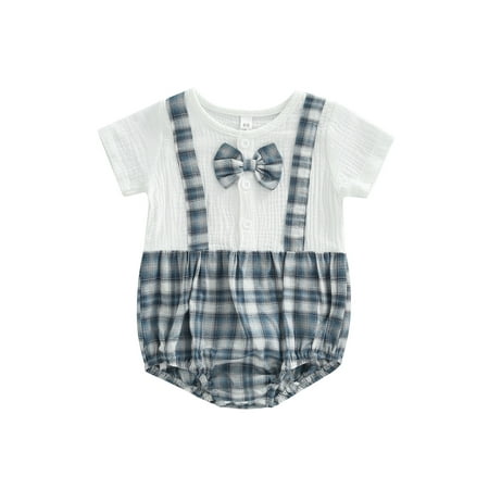 Calsunbaby Newborn Infants Boy Short Sleeve Bodysuit Fake Two-Piece Style Round Neck Bow-Tie Romper Plaid One-Piece Clothes
Calsunbaby Newborn Infants Boy Short Sleeve Bodysuit Fake Two-Piece Style Round Neck Bow-Tie Romper Plaid One-Piece Clothes
