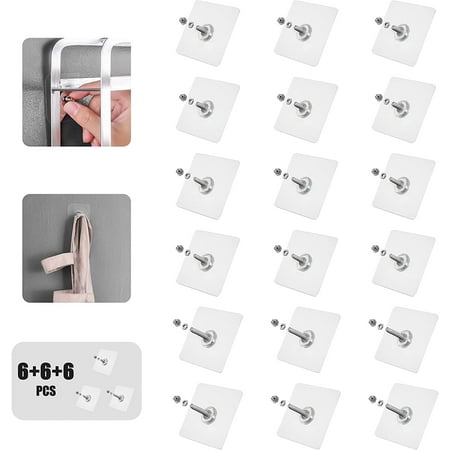 Self Adhesive Screw Set No Drilling Wall Hanging Tool Traceless Sticker Hook Easy Mounted Back Glue Hanger Strong Bearing/Nail Free/Stainless Steel/Heavy Duty/Waterproof/Seamless/Reusable(18pcs)
Self Adhesive Screw Set No Drilling Wall Hanging Tool Traceless Sticker Hook Easy Mounted Back Glue Hanger Strong Bearing/Nail Free/Stainless Steel/Heavy Duty/Waterproof/Seamless/Reusable(18pcs)
