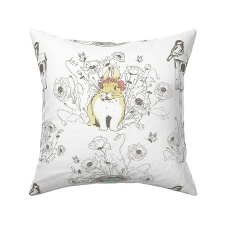 Gardening Bunny Spring Baby Throw Pillow Cover w Optional Insert by Roostery