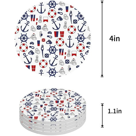 FMSHPON Nautical Anchor Set of 4 Round Coaster for Drinks Absorbent Ceramic Stone Coasters Cup Mat with Cork Base for Home Kitchen Room Coffee Table Bar Decor
FMSHPON Nautical Anchor Set of 4 Round Coaster for Drinks Absorbent Ceramic Stone Coasters Cup Mat with Cork Base for Home Kitchen Room Coffee Table Bar Decor
