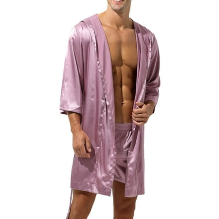 Men Hooded Loose Satin Silk Bathrobe Pajamas Sleepwear Gown Bath Robe Nightwear 
Men Hooded Loose Satin Silk Bathrobe Pajamas Sleepwear Gown Bath Robe Nightwear