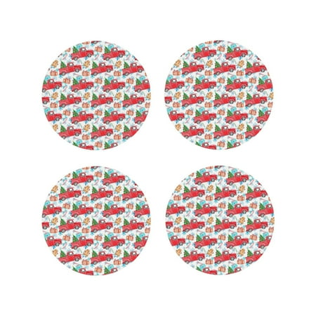 Coasters Set of 4 - Watercolor Red Truck Fir Tree Drink Coasters for Tabletop Protection Leather Coasters for Living Room Decor and Housewarming Gift Round Shape
Coasters Set of 4 - Watercolor Red Truck Fir Tree Drink Coasters for Tabletop Protection Leather Coasters for Living Room Decor and Housewarming Gift Round Shape