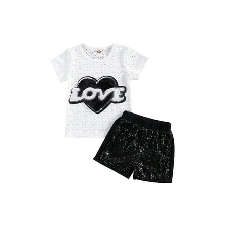 EYIIYE Summer Baby Girls Letter Short Sleeve Round Neck Top + Black Sequin Shorts 2-7 Years
EYIIYE Summer Baby Girls Letter Short Sleeve Round Neck Top + Black Sequin Shorts 2-7 Years