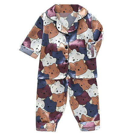Girls Pajamas Nightgown Satin Cartoon Button Down Shirt Tops + Long Pants Silk Sleepwear Outfits Loungewear Set Little Girls Nightgowns Size 100 Coffee
Girls Pajamas Nightgown Satin Cartoon Button Down Shirt Tops + Long Pants Silk Sleepwear Outfits Loungewear Set Little Girls Nightgowns Size 100 Coffee
