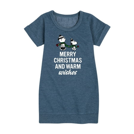 Peanuts - Merry Xmas Warm Wishes - Toddler And Youth Girls Fleece Dress