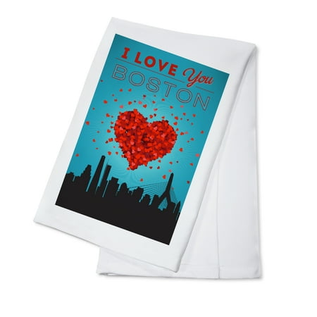 

I Love You Boston Massachusetts (100% Cotton Tea Towel Decorative Hand Towel Kitchen and Home)