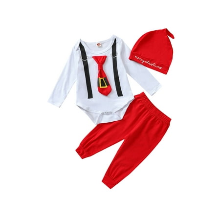 ZIYIXIN Newborn Baby Boys Christmas Outfits Tie Romper Jumpsuit Bodysuit Pants and Hat 3PCS Set Red 6-12 Months
ZIYIXIN Newborn Baby Boys Christmas Outfits Tie Romper Jumpsuit Bodysuit Pants and Hat 3PCS Set Red 6-12 Months