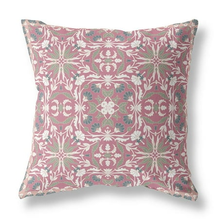 Jahan Paisley Broadcloth Fabric Blown and Closed Pillow - Muted Magenta Cream