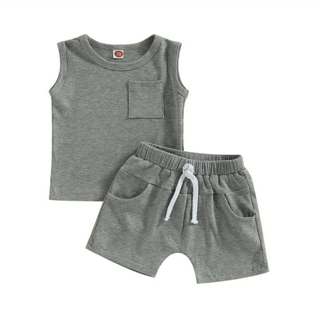 Kids Baby Boy Summer Outfits Set Solid Color Sleeveless Tank Tops and Casual Shorts Suit 18-24 Months
Kids Baby Boy Summer Outfits Set Solid Color Sleeveless Tank Tops and Casual Shorts Suit 18-24 Months