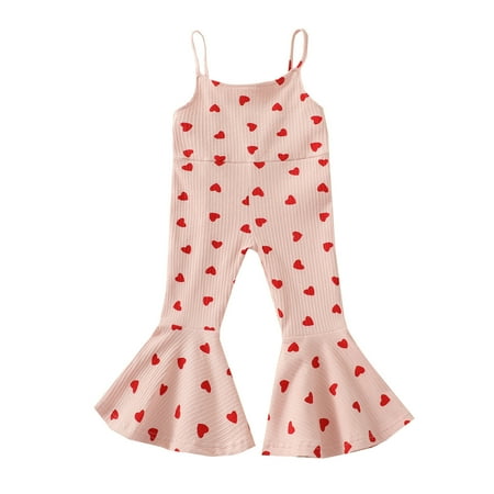 Toddler Kids Girls Winter Fashion Ribbed Flower Suspender Pants Trousers Jumpsuits Clothes