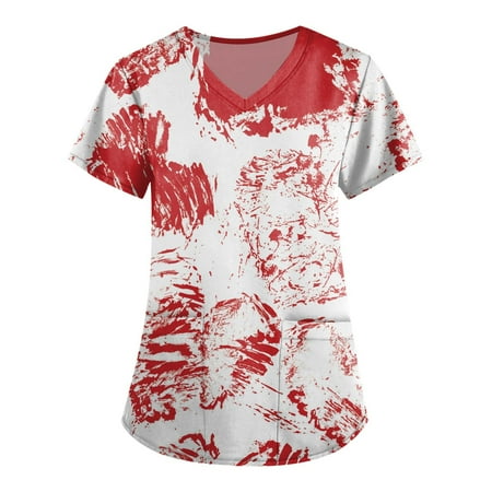QAZXD Womens Fashion Tops Hearts V-Neck Short Sleeve Scrub Tops with Two Pockets Pullover White S
QAZXD Womens Fashion Tops Hearts V-Neck Short Sleeve Scrub Tops with Two Pockets Pullover White S