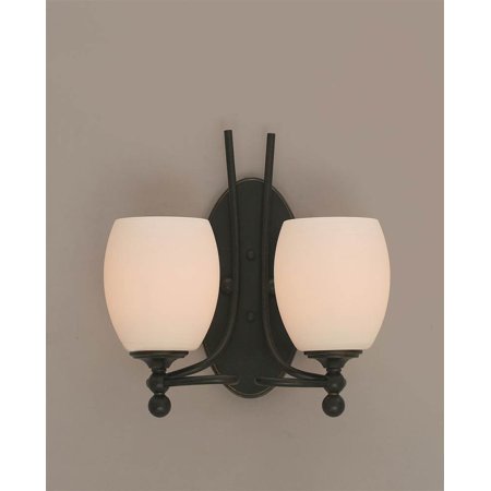 2 Light Wall Sconce in Dark Granite with 5 in. White Linen Glass