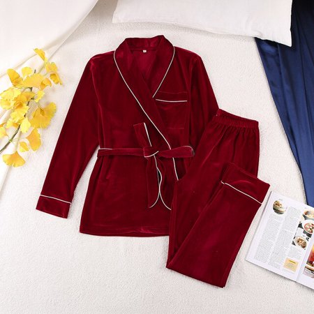 CoCopeaunt Autumn and winter new ladies home furnishing clothes long-sleeved robe gold velvet suit cardigan thickened warm pajamas
CoCopeaunt Autumn and winter new ladies home furnishing clothes long-sleeved robe gold velvet suit cardigan thickened warm pajamas