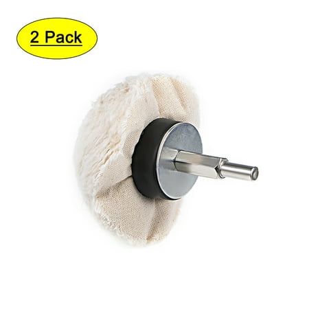 Uxcell 3-Inch Buffing Polishing Mop Wheel Cotton with 1/4-inch Handle for Manifold Aluminum Stainless Steel Chrome 2Pack