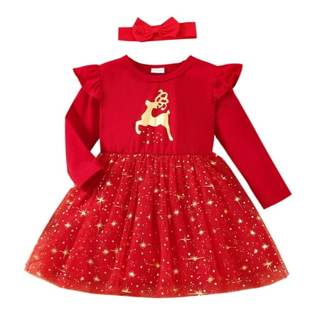 ZMHEGW Toddler Girls Princess Dress Christmas Long Sleeve Cartoon Deer Tulle Princess Dress Headbands Set Girl Clothes 18-24 Months
ZMHEGW Toddler Girls Princess Dress Christmas Long Sleeve Cartoon Deer Tulle Princess Dress Headbands Set Girl Clothes 18-24 Months