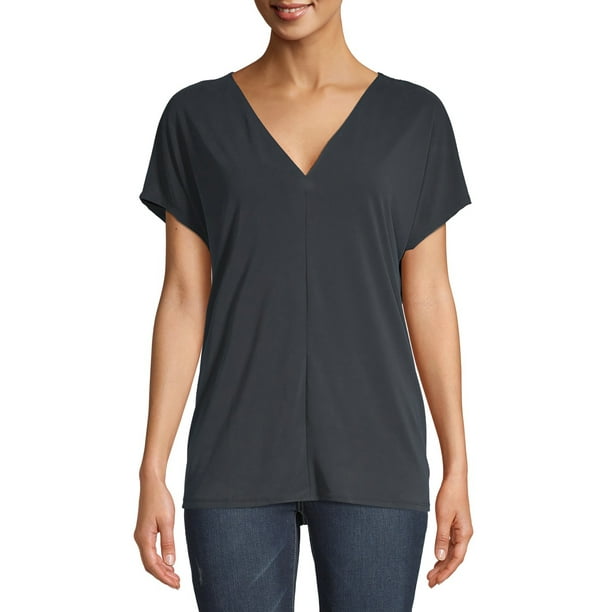Time and Tru Women's Short Sleeve Sandwash T-Shirt
