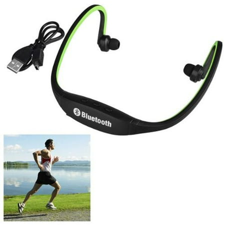 Insten Green Wireless Bluetooth 3.0 Sport Ear-Clip Headset Headphone with Microphone Handsfree for Running Gym Sports Exercise (Compatible with Android Smarphone iPhone 7 6 6s Plus SE 5s 5c Universal)