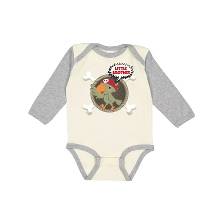 Inktastic Little Brother Pirate Gift Baby Boy Long Sleeve Bodysuit