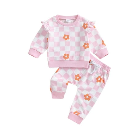 SANSIWU Toddler Baby Girl Autumn Outfits Long Sleeve Checkerboard Floral Print Sweatshirt+Pants Set
SANSIWU Toddler Baby Girl Autumn Outfits Long Sleeve Checkerboard Floral Print Sweatshirt+Pants Set