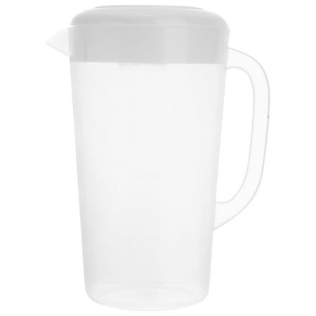 

Large Capacity Beverage Storage Container Heat Resistant Cold Water Jug Plastic Juice Pitcher Household Teapot Kettle with Lid (White)