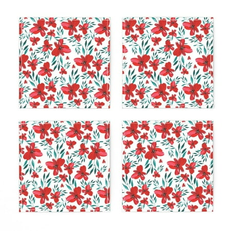 Linen Cotton Canvas Cocktail Napkins (Set of 4) - Red Floral Winter Flowers Christmas Boho Watercolor Garden Botanical Celebration Deer Florals Baby Print Cloth Cocktail Napkins by Spoonflower
Linen Cotton Canvas Cocktail Napkins (Set of 4) - Red Floral Winter Flowers Christmas Boho Watercolor Garden Botanical Celebration Deer Florals Baby Print Cloth Cocktail Napkins by Spoonflower