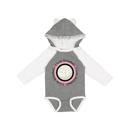 Inktastic I Love Volleyball Sports Gift Baby Girl Long Sleeve Bodysuit