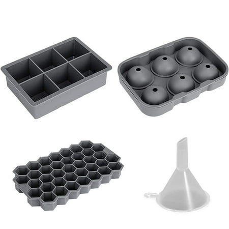 3pcs/set Ice Cube Mold Silicone Non-stick Ice Cube Tray Round Square Honeycomb Craft Making Mold