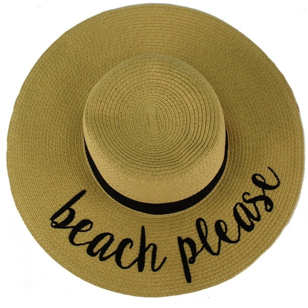 Fun Verbiage Elegant Wide Brim 4" Summer Derby Beach Pool Floppy Dress Sun Hat