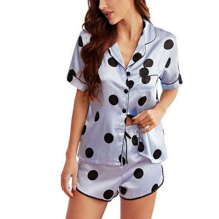 Homgro Women s Satin Pajama Set 2 Piece Pjs Soft Summer Lightweight Short Sleeve Button V Neck Short Pj Set Blue Medium
Homgro Women s Satin Pajama Set 2 Piece Pjs Soft Summer Lightweight Short Sleeve Button V Neck Short Pj Set Blue Medium