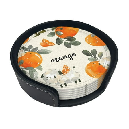 Watercolor fruit pattern Beverage Coasters 6-piece set leather embosed coasters with stand Waterproof round coasters suitable for home
Watercolor fruit pattern Beverage Coasters 6-piece set leather embosed coasters with stand Waterproof round coasters suitable for home
