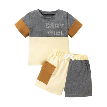 Wallarenear 2Pcs Baby Boy Girl Letter Print Color Patchwork T Shirt Tops Elastic Waist Shorts
Wallarenear 2Pcs Baby Boy Girl Letter Print Color Patchwork T Shirt Tops Elastic Waist Shorts
