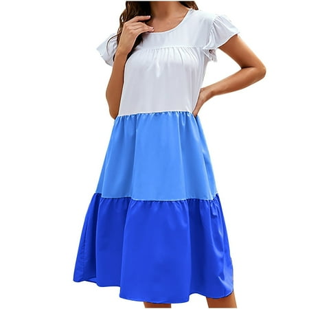 Long Sleeve Dress for Women Women s Fashion Casual Short Sleeve Colorblock Summer Round Neck Beach Dress Maternity Dress Sweater Dress for Women Corset Dress for Women On Sale Blue L
Long Sleeve Dress for Women Women s Fashion Casual Short Sleeve Colorblock Summer Round Neck Beach Dress Maternity Dress Sweater Dress for Women Corset Dress for Women On Sale Blue L