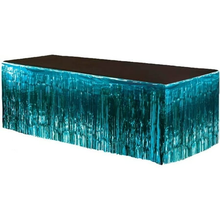 PMU Fringe Table Skirt (Teal) 9 ft x 29 inches Pkg/6