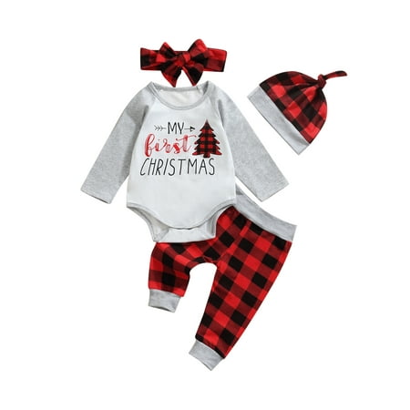 Bagilaanoe 4Pcs Newborn Baby Girl Boy Christmas Outfits Letter Print Long Sleeve Romper Tops + Plaid Trousers + Cap + Headwear 3M 6M 12M 18M Infant Fall Long Pants Set
Bagilaanoe 4Pcs Newborn Baby Girl Boy Christmas Outfits Letter Print Long Sleeve Romper Tops + Plaid Trousers + Cap + Headwear 3M 6M 12M 18M Infant Fall Long Pants Set