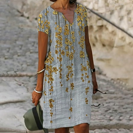 YANHOO Womens Short Sleeves Dresses Fashion Flowers Printed Waist Sundress V-Neck Knee-length Dresses for Women 2023
YANHOO Womens Short Sleeves Dresses Fashion Flowers Printed Waist Sundress V-Neck Knee-length Dresses for Women 2023