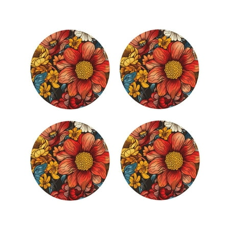 Tideii Colorful Vintage Floral Pattern for Leather Coasters 4 Pieces Anti-fouling and Anti-scalding Decorative Coasters Suitable for Restaurants Kitchens Coffee Shops-Round Shape
Tideii Colorful Vintage Floral Pattern for Leather Coasters 4 Pieces Anti-fouling and Anti-scalding Decorative Coasters Suitable for Restaurants Kitchens Coffee Shops-Round Shape