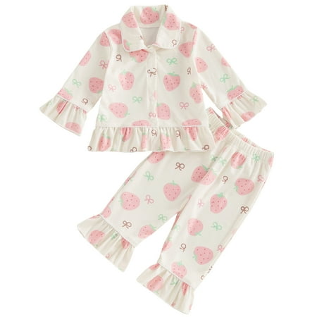 Kids Infant Baby Girls 2Pcs Pajama Set Strawberry/Butterfly Print Long Sleeve Tops Pants Set Toddler Loungewear
Kids Infant Baby Girls 2Pcs Pajama Set Strawberry/Butterfly Print Long Sleeve Tops Pants Set Toddler Loungewear